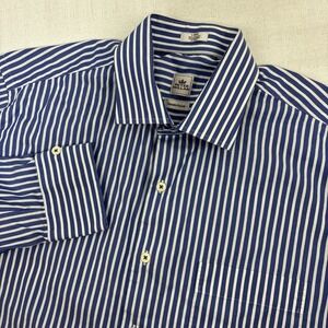 Peter‎ Millar Seaside Finish Blue White Stripe Button Down Dress Shirt Size L